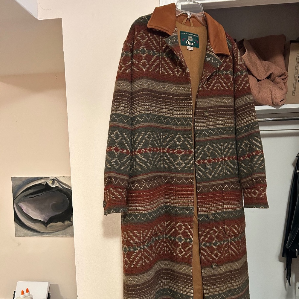Full length vintage Orvis Wool Coat with suede collar in EXCELLENT Condition